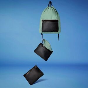 2 in 1 Bag! String Backpack Turns into Folded Cosmetic / Travel Bag - Brand NEW